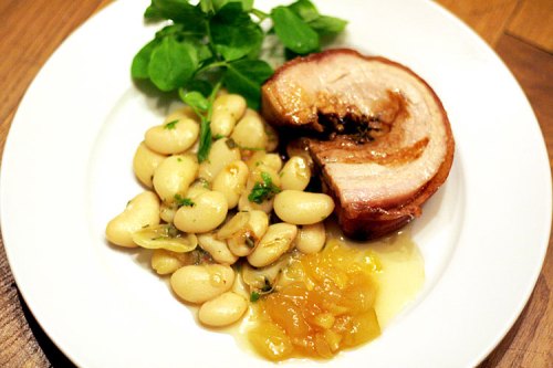 Belly of pork with butterbeans
