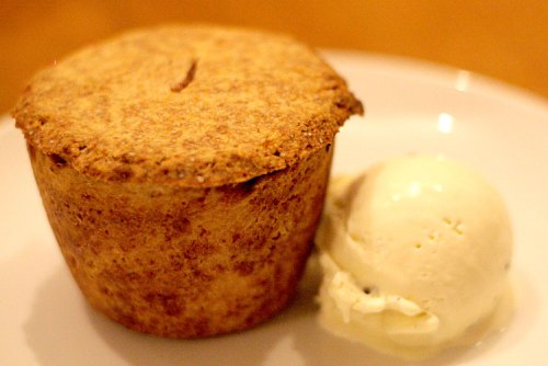 Plum pies with homemade vanilla icecream